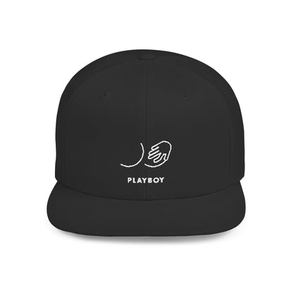 Flat Bill Snapback Hat — Minimal Handshake Logo Embroidered Cap