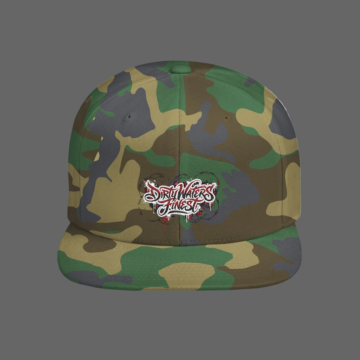 Flat Bill Snapback Hat —  Dirty waters Finest' Embroidered Streetwear Cap