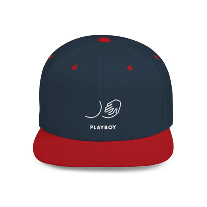 Flat Bill Snapback Hat — Minimal Handshake Logo Embroidered Cap
