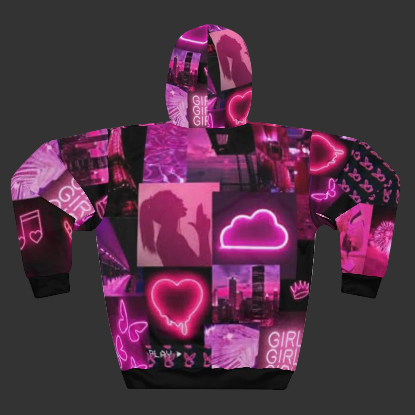 Neon Collage Hoodie — Pink Aesthetic "GIRL" Pullover