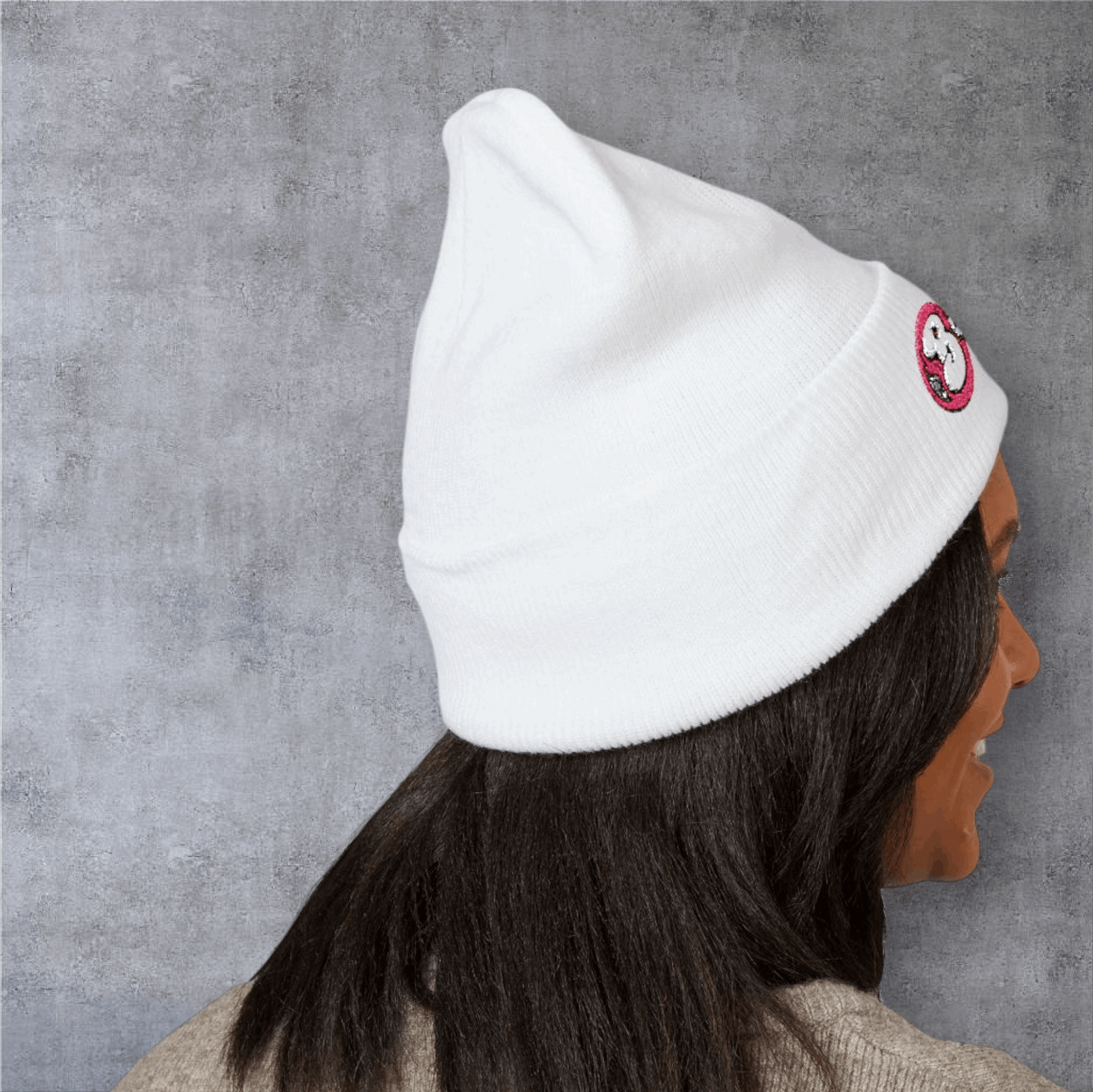 Embroidered 'Boojtious' Cuffed Beanie — Cute Pink Logo Winter Hat