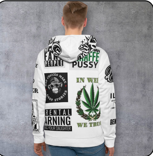 Graphic Hoodie — All-Over-Print Streetwear with Stoner & Cali Patch Designs