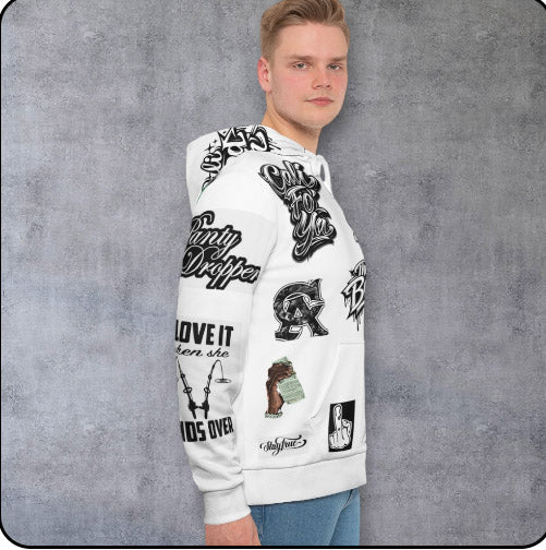 Graphic Hoodie — All-Over-Print Streetwear with Stoner & Cali Patch Designs