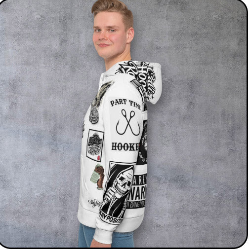 Graphic Hoodie — All-Over-Print Streetwear with Stoner & Cali Patch Designs