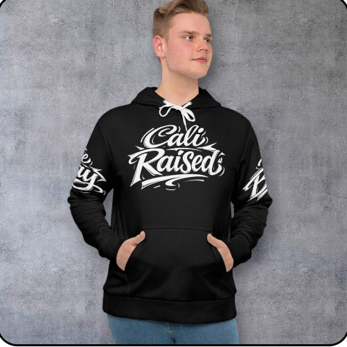 Cali Raised Red Graphic Hoodie — Tattooed Street Art Pullover