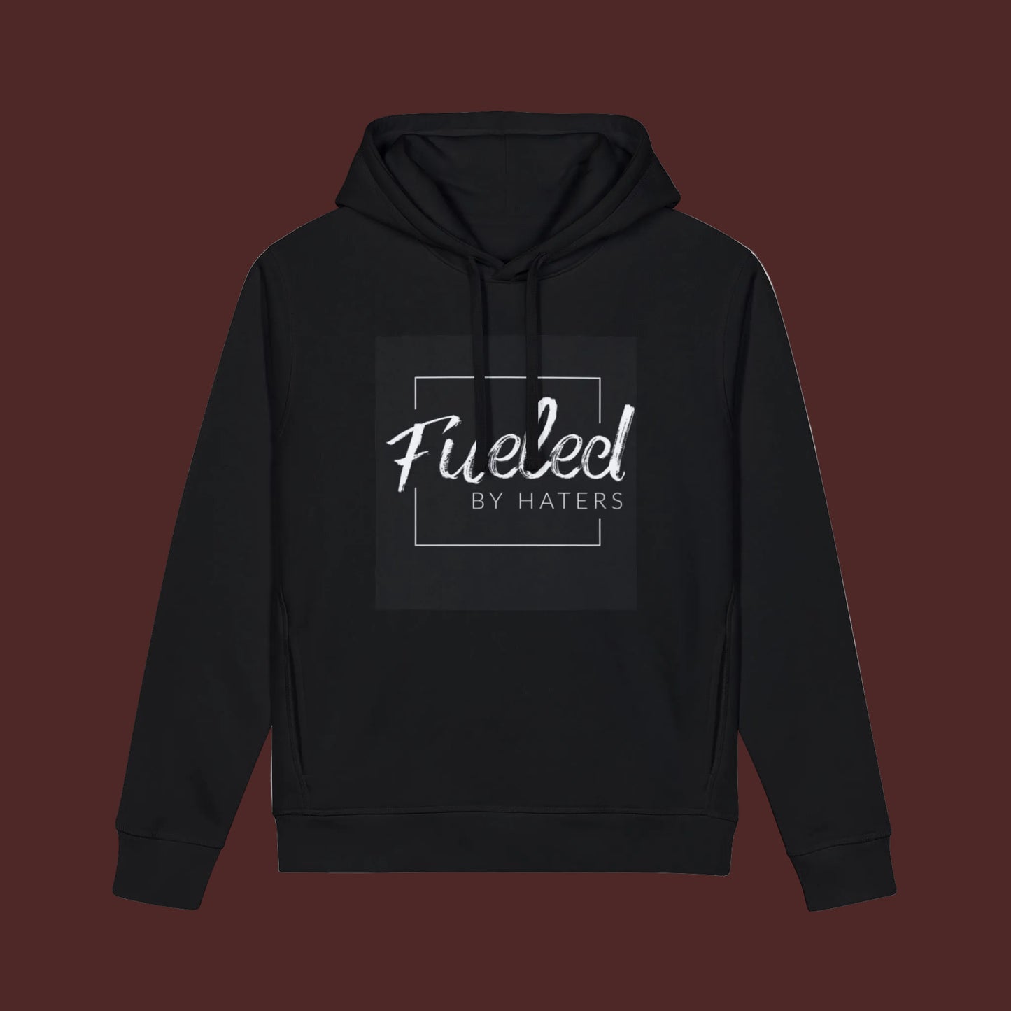 Fueled By Haters Hoodie — Minimal Square Graphic Organic Pullover