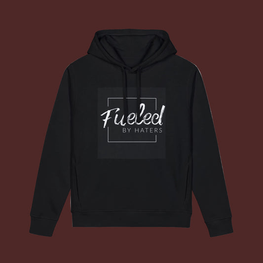 Fueled By Haters Hoodie — Minimal Square Graphic Organic Pullover
