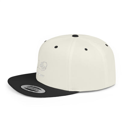 Flat Bill Snapback Hat — Minimal Handshake Logo Embroidered Cap