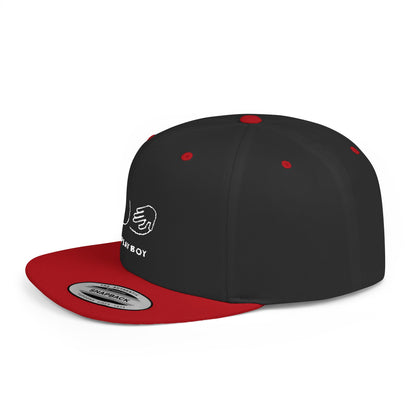 Flat Bill Snapback Hat — Minimal Handshake Logo Embroidered Cap