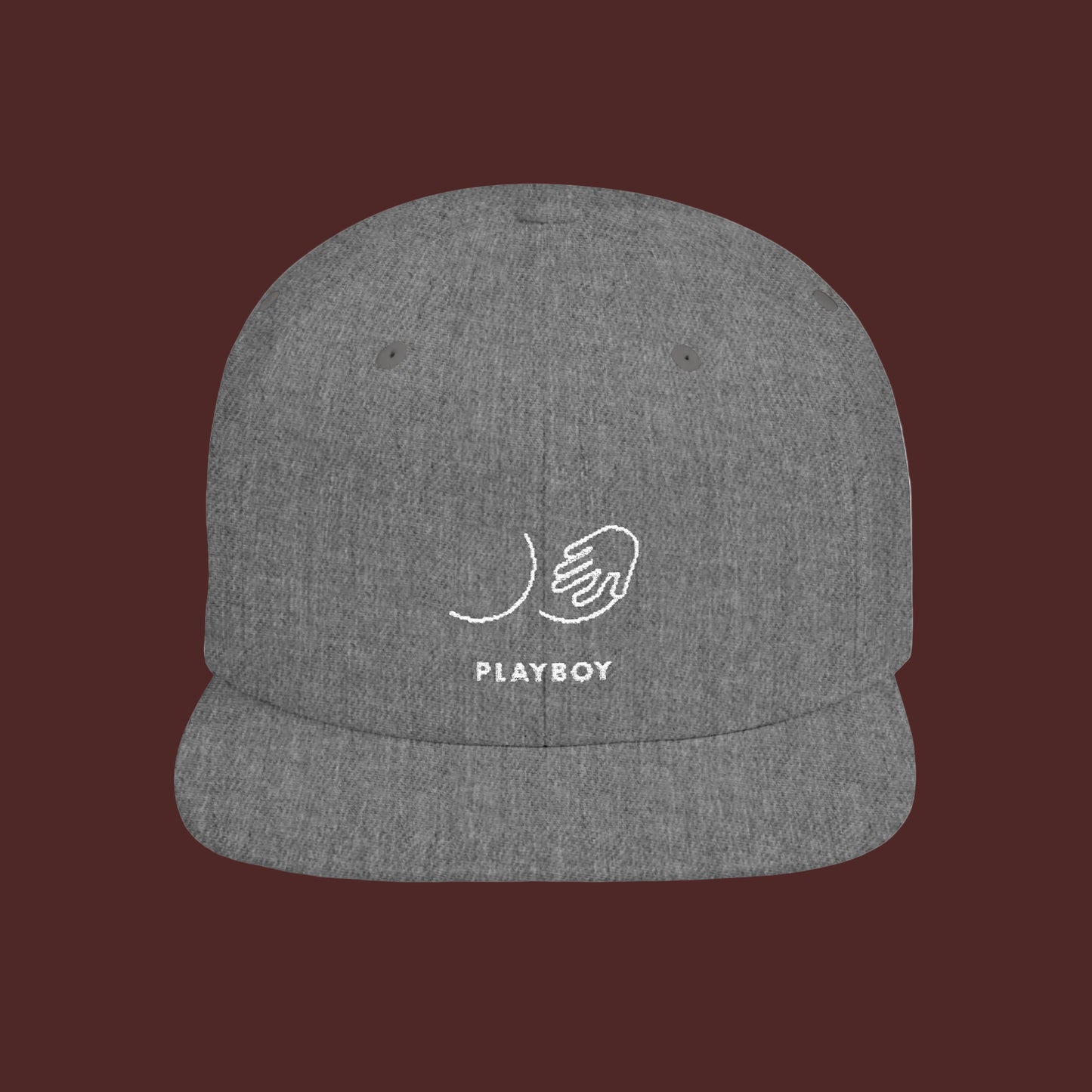 Flat Bill Snapback Hat — Minimal Handshake Logo Embroidered Cap