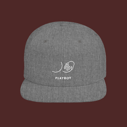 Flat Bill Snapback Hat — Minimal Handshake Logo Embroidered Cap