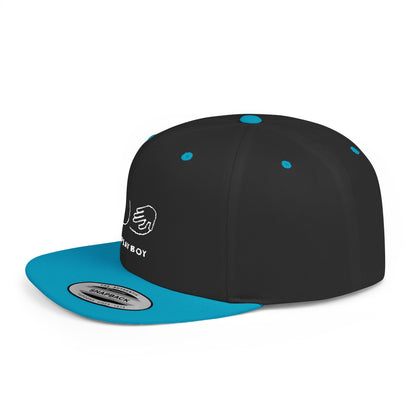 Flat Bill Snapback Hat — Minimal Handshake Logo Embroidered Cap