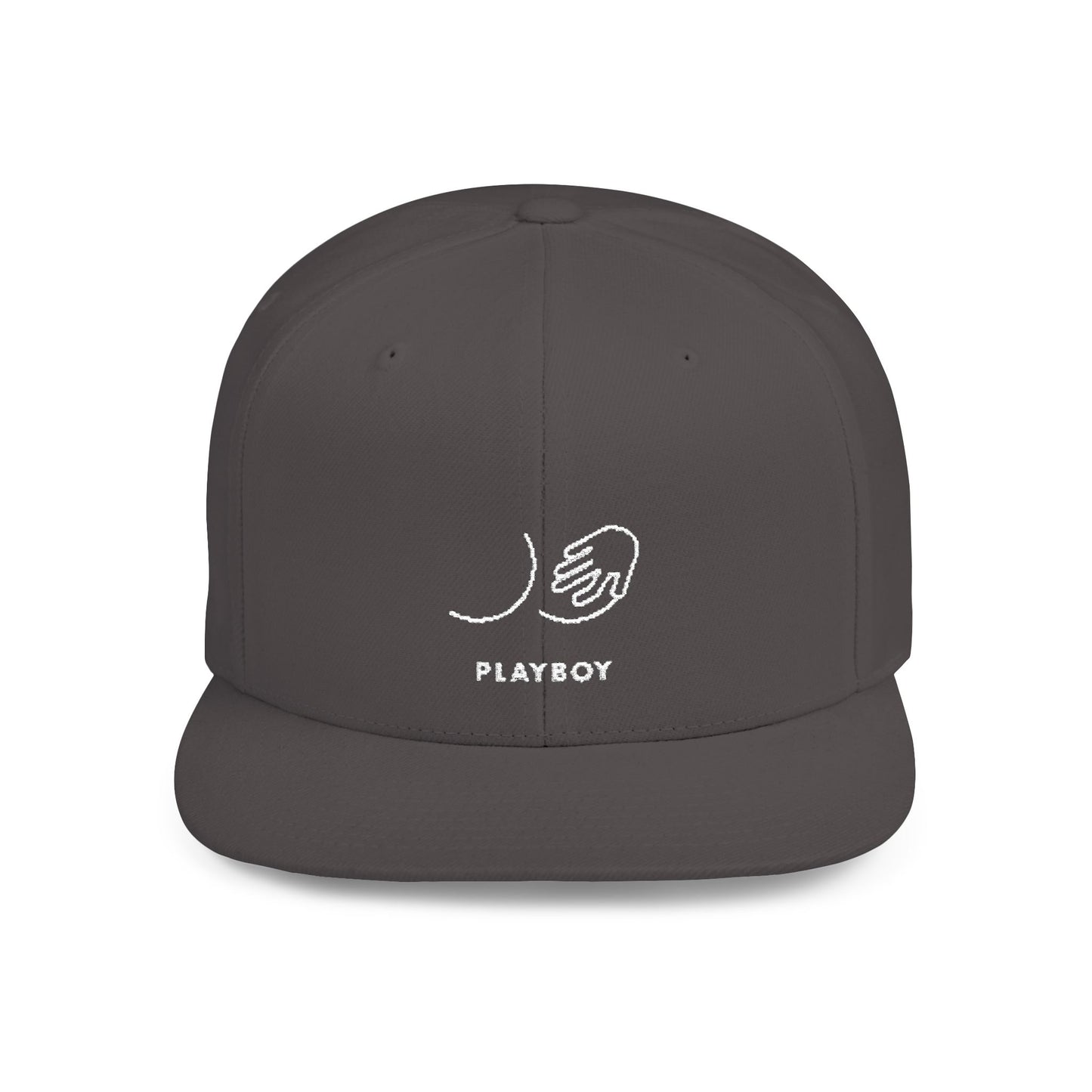 Flat Bill Snapback Hat — Minimal Handshake Logo Embroidered Cap