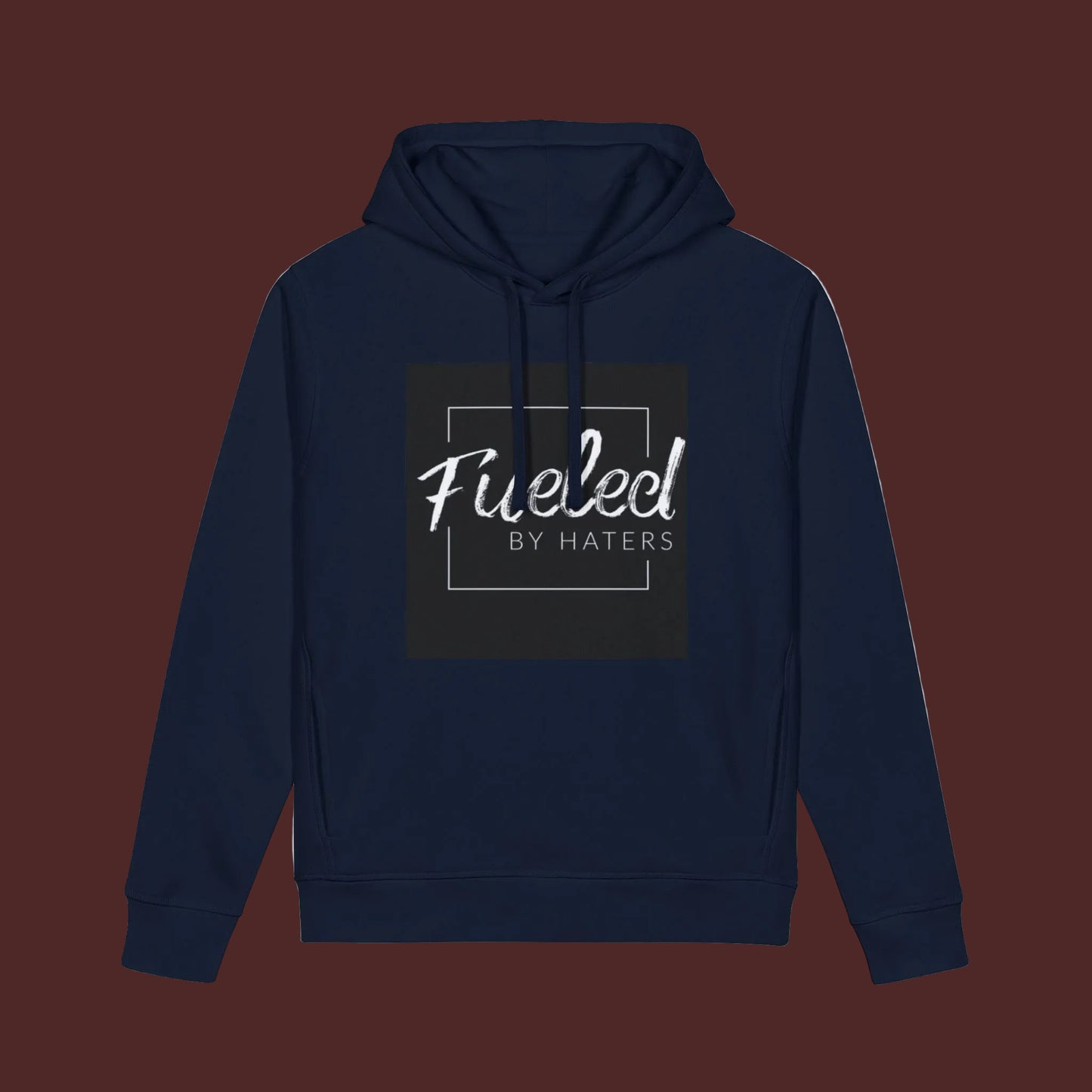 Fueled By Haters Hoodie — Minimal Square Graphic Organic Pullover