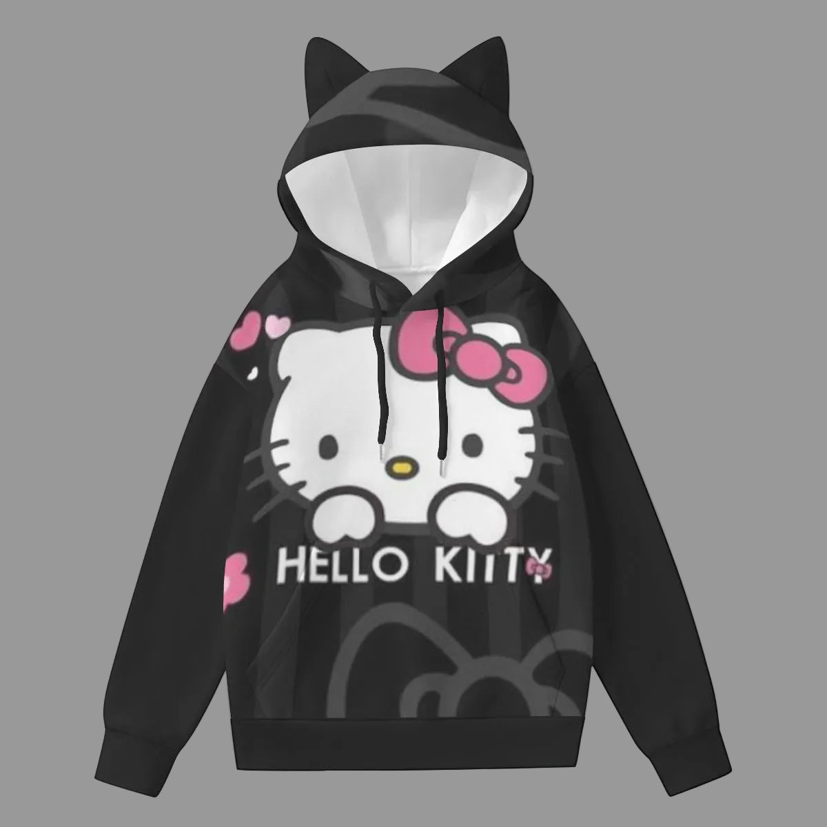 All - Over Print Women’s Hoodie With Decorative Ears - Cali Rich Clothing
