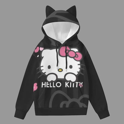 All - Over Print Women’s Hoodie With Decorative Ears - Cali Rich Clothing