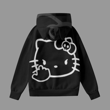 All - Over Print Women’s Hoodie With Decorative Ears - Cali Rich Clothing